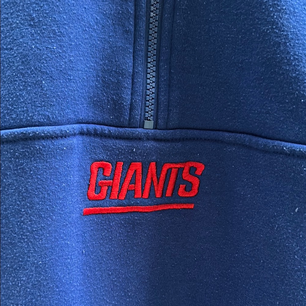 Logo Athletic Blue Zip Up Sweater with High Collar